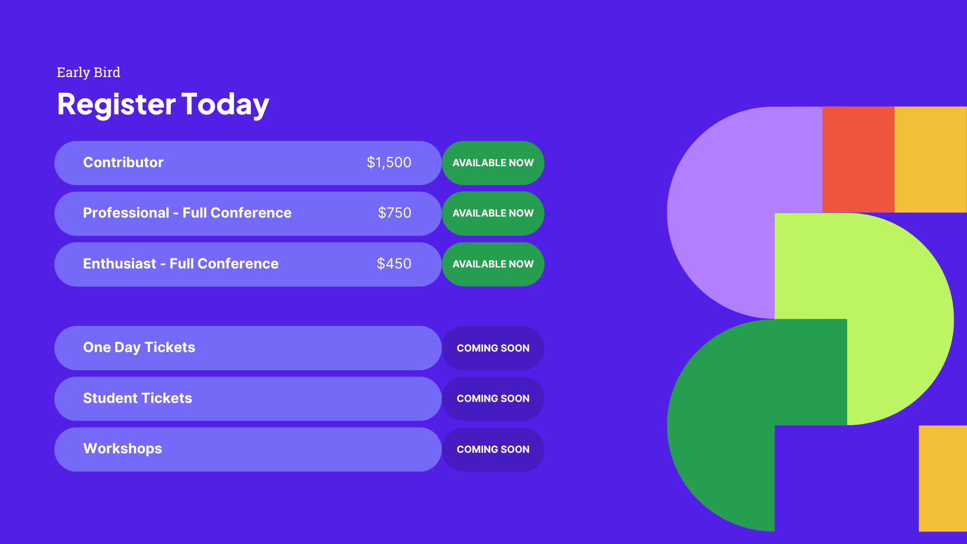 Early Bird Tickets Announcement