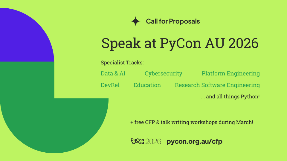 PyCon AU 2026 CFP promotional slide